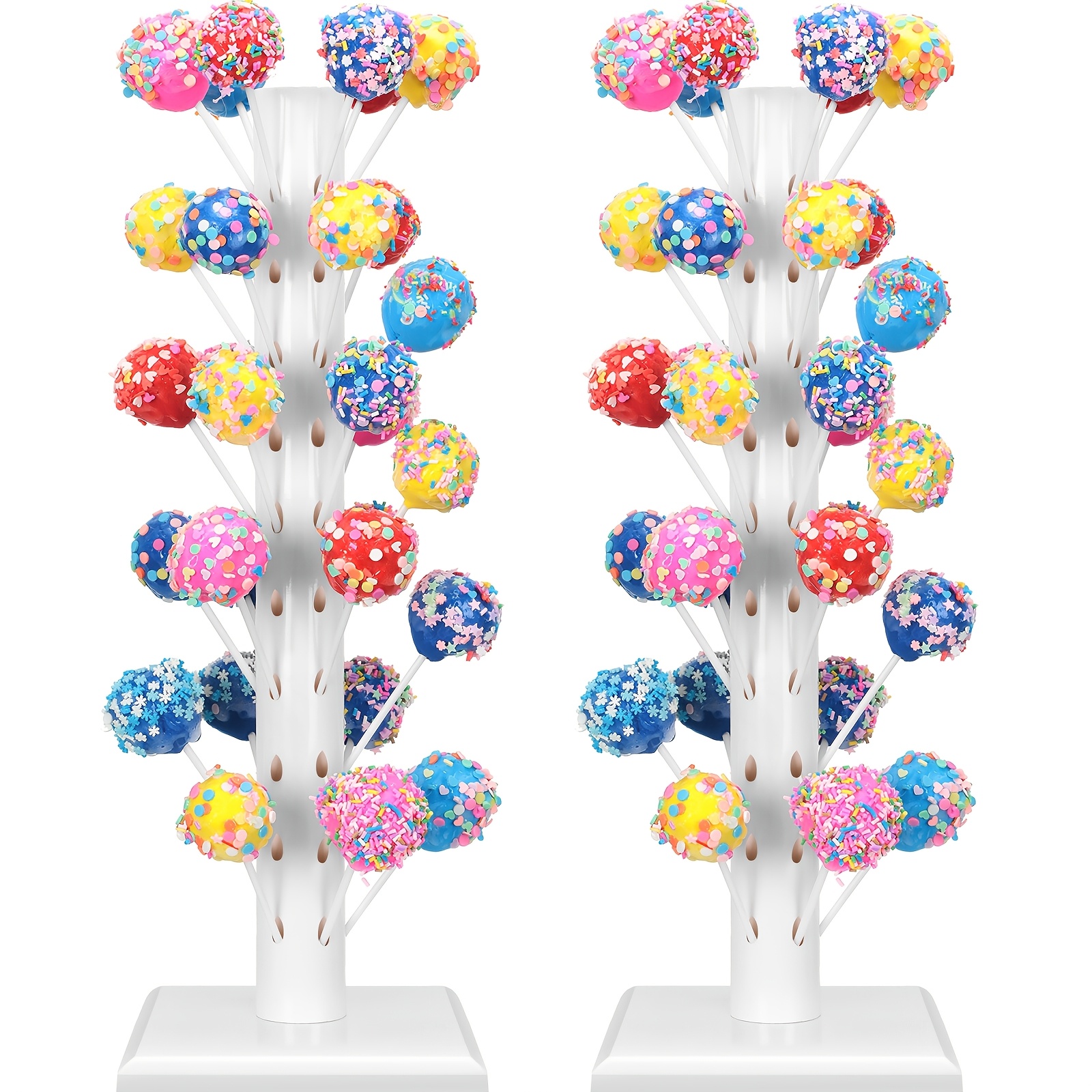 

2pcs Wooden Cake Pop Stands With 60 Holes - Decorative Lollipop Holders For Weddings, Birthdays & Anniversaries