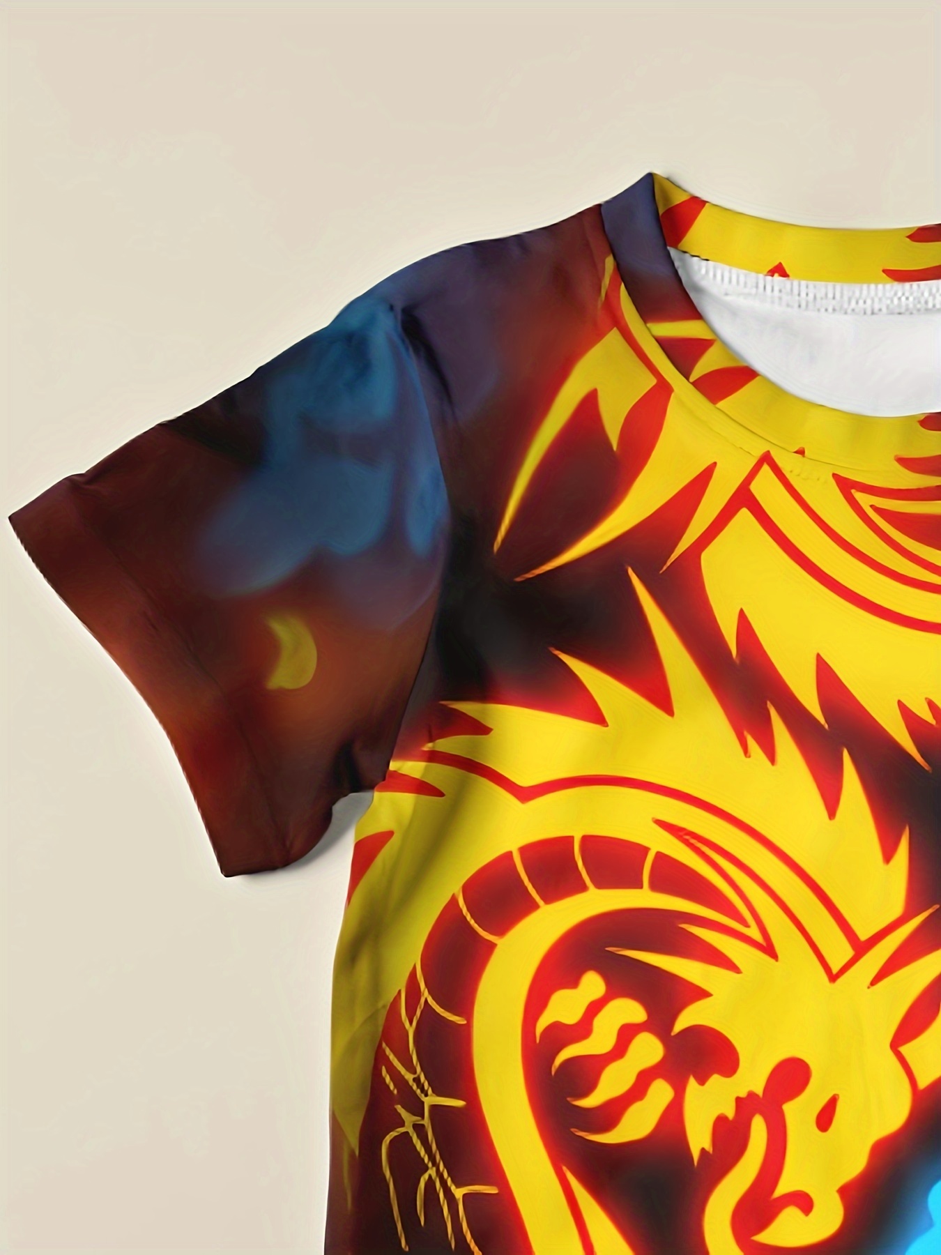Colorblock Dragon 3d Print Boys Creative T shirt Casual - Temu New Zealand