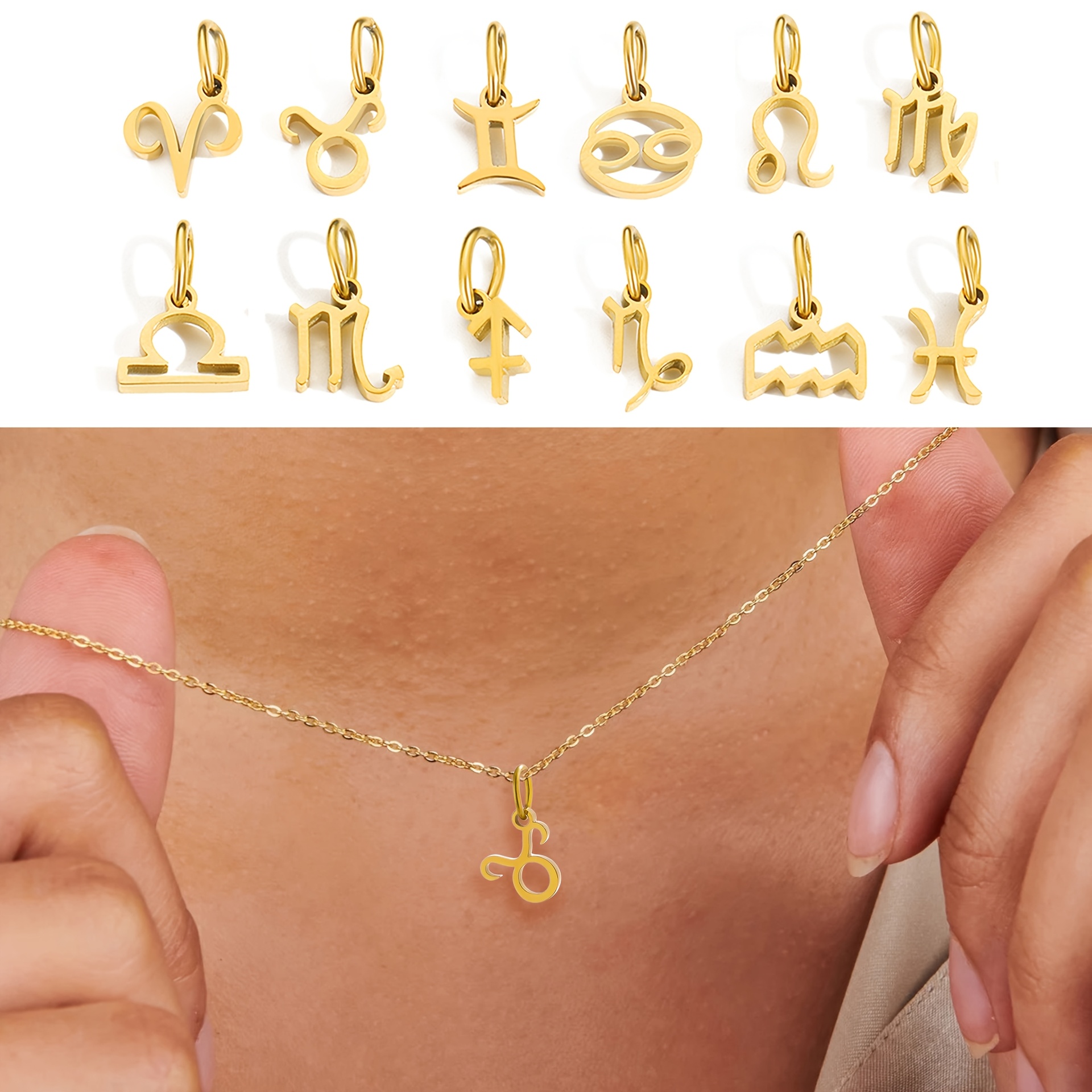 12pcs Stainless Steel Constellation Pendant Necklace Set