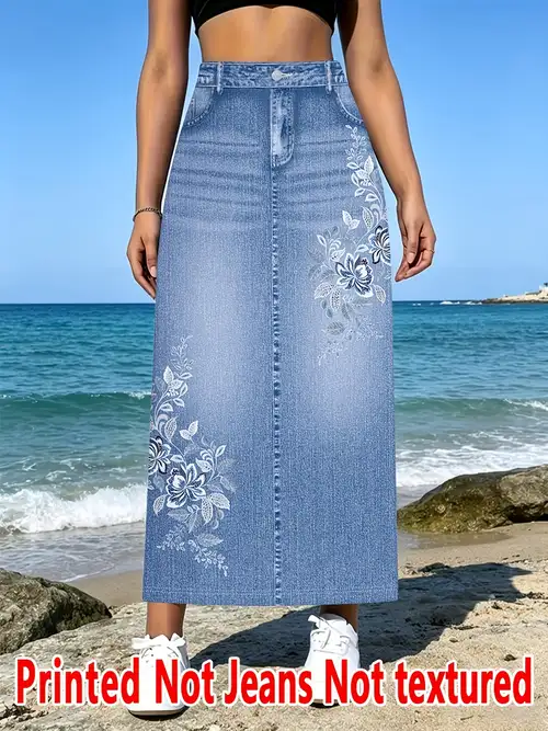long denim skirts and dresses Denim Summer Maxi Skirt Outfits