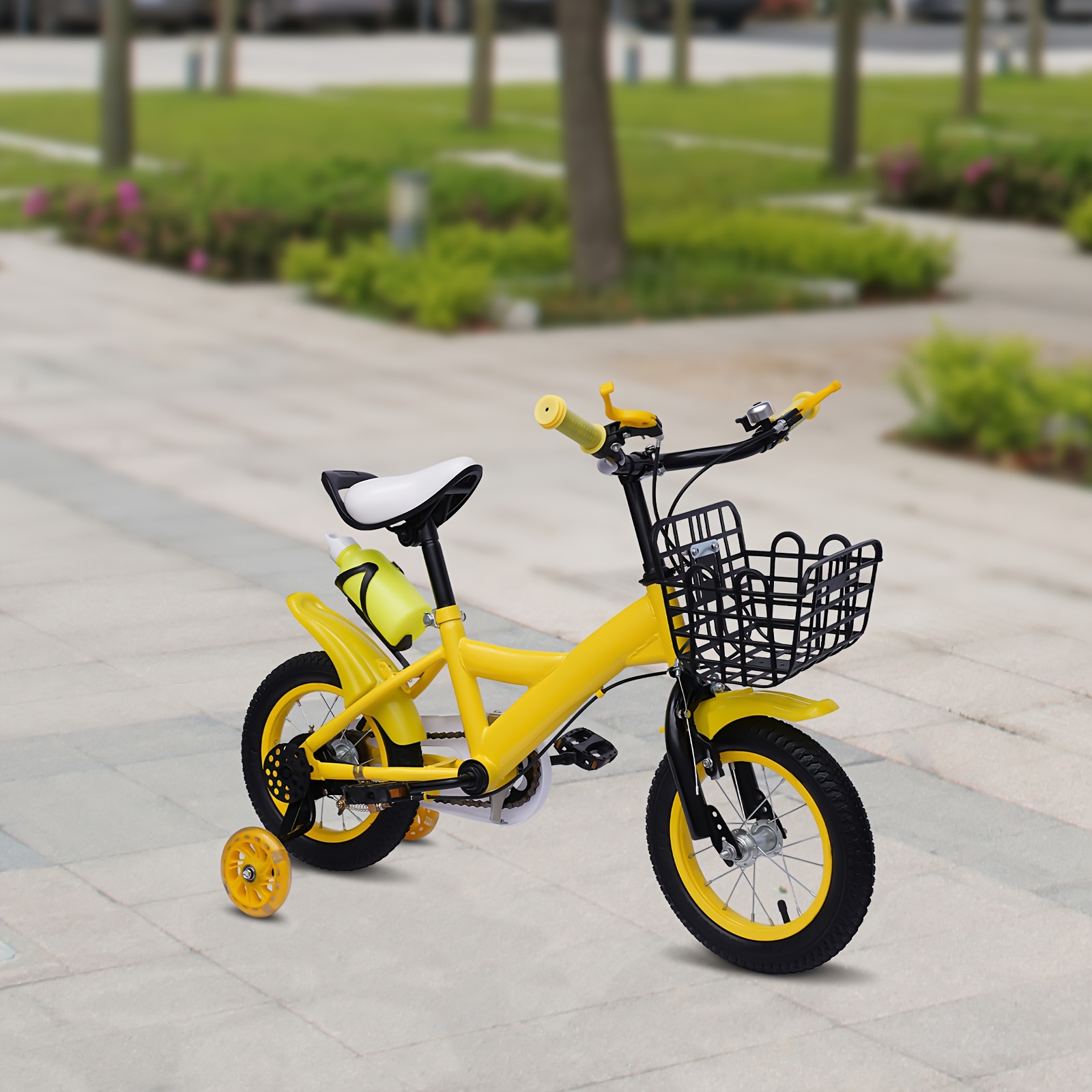 

Kids Bicycle 12 Inch Kids Bicycle Girls Boys Bicycle Yellow Universal Kids Bike With Support Wheels And Water Bottle Beginner Bike Kid's For Girls And Boys 3-5 Years And More