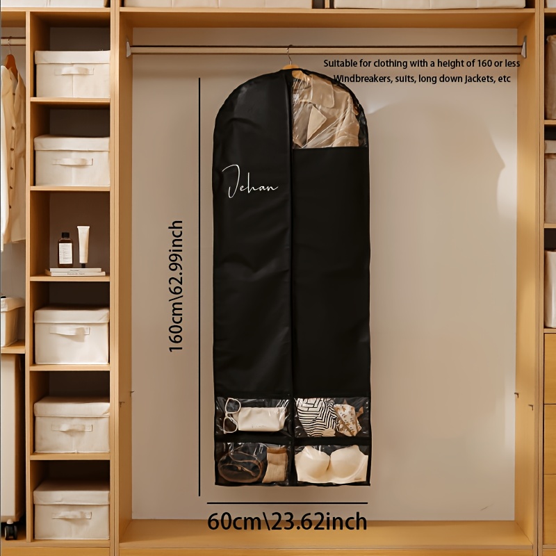 TEMU A Customized Multifunctional Multi-pocket Garment Dust Cover And Storage Bag For Clothes, Suits, And Shoes, Personalized With A Name, Suitable