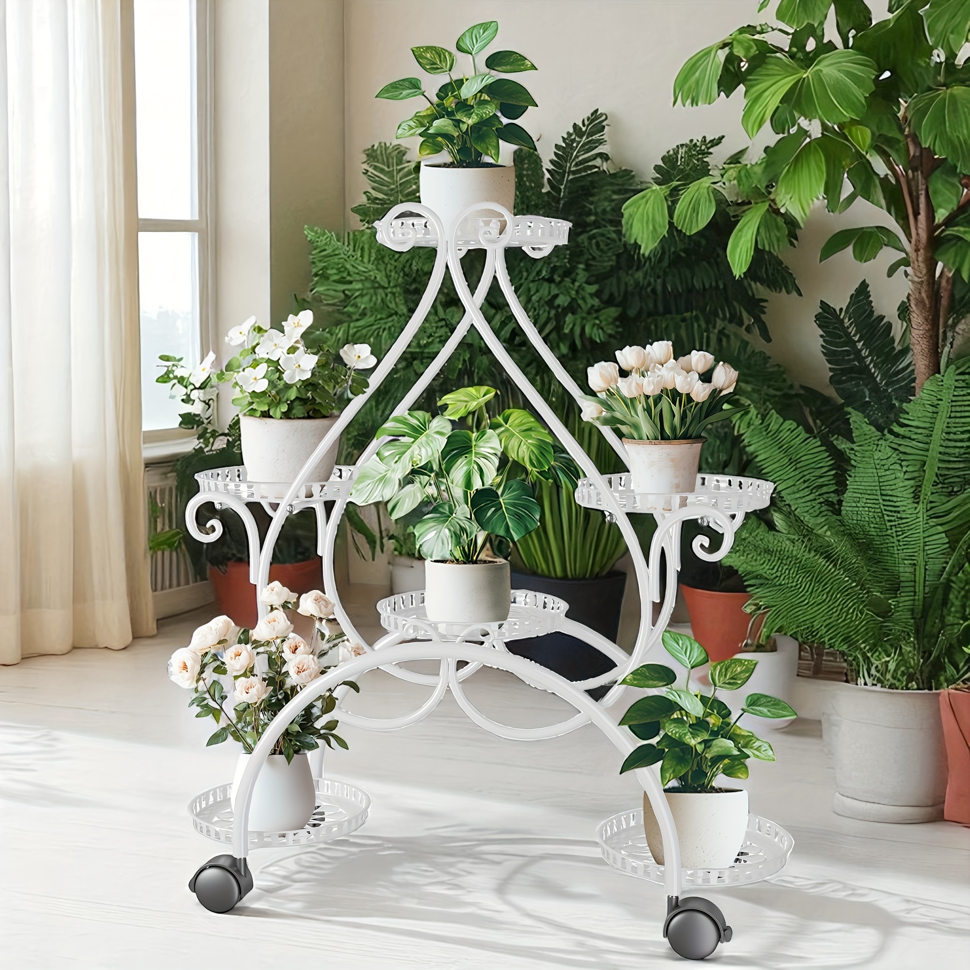 6 Tier Metal Plant Stand Indoor, Plant Shelf, Corner Shelf Flower Pot Stand For Outdoor Plant Stand For Living Room Balcony Garden Patio Bedroom