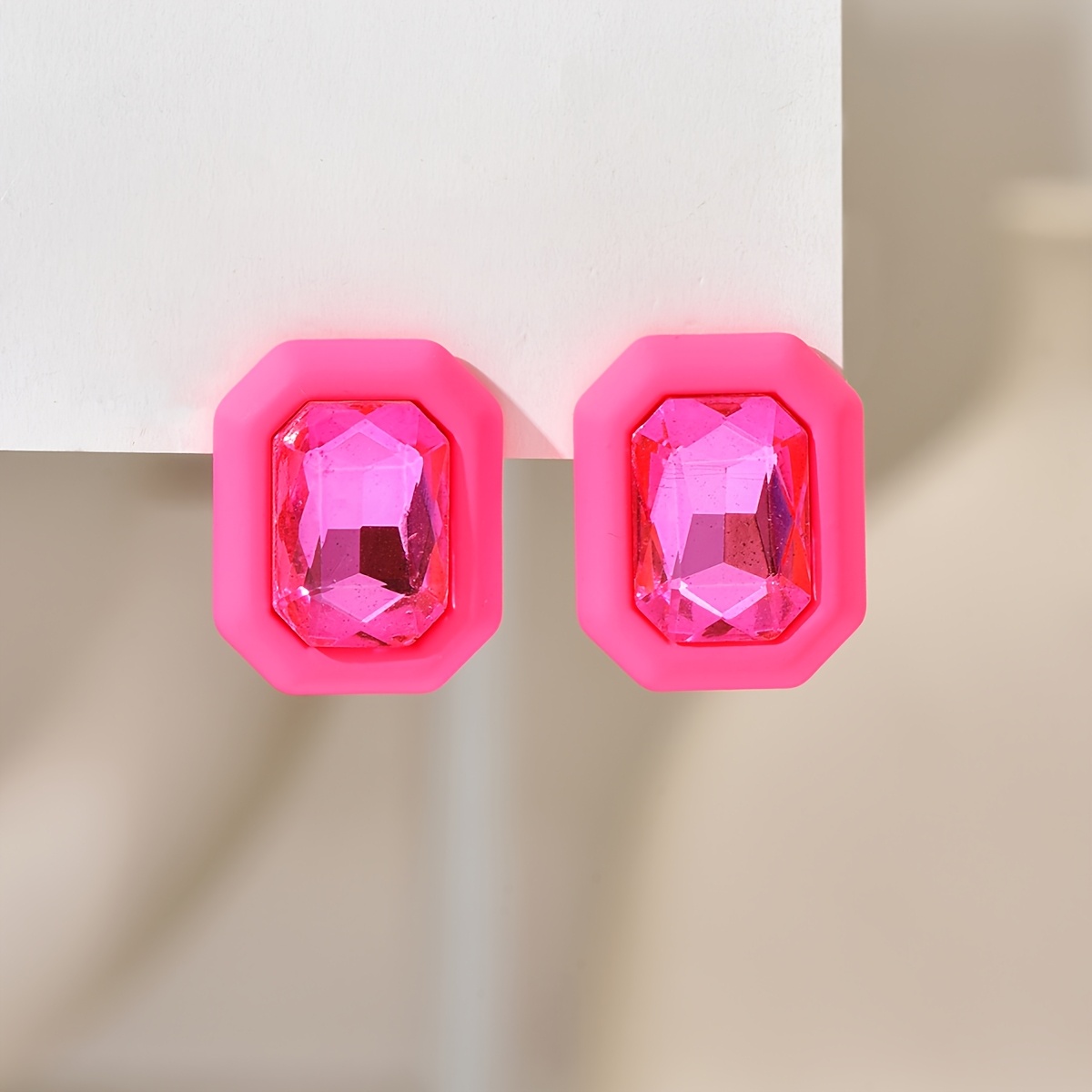 TEMU Juego de 2 de aretes de tachuelas cuadrados con pedrería para mujer - Geométricos vintage, adecuados para fiestas, , casual, regalo - Accesorios