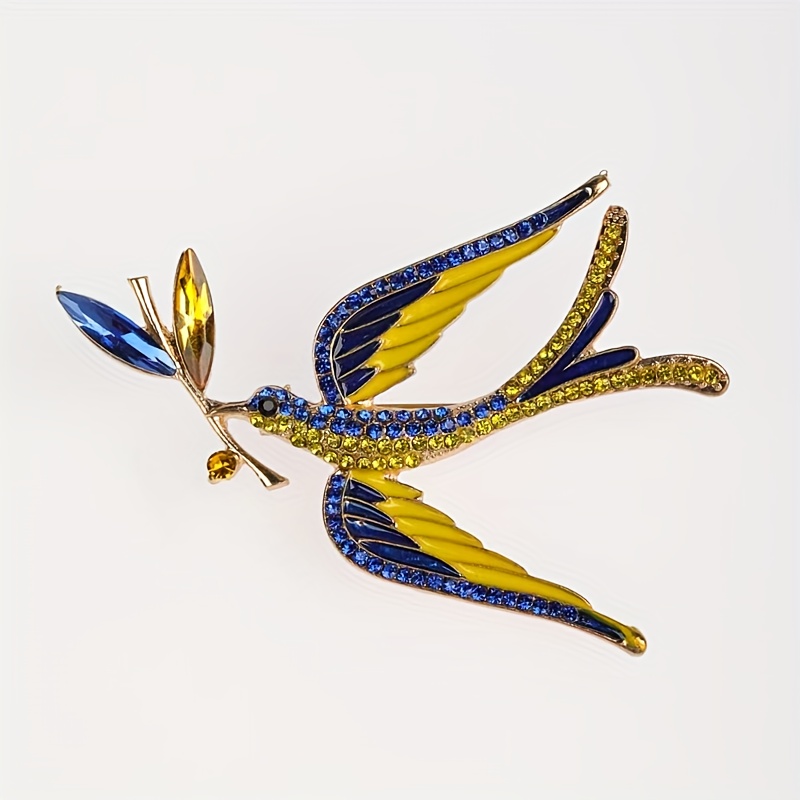 TEMU Broche de moda europea y americana transfronterizo de con esmalte, que una rama con de aceite, pin de ave con diamantes de , joyería de moda