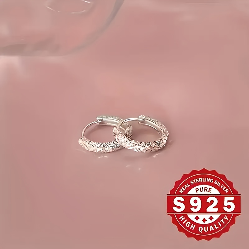 925 Sterling Silver Women's Earrings Matte Glitter Studs Hypoallergenic