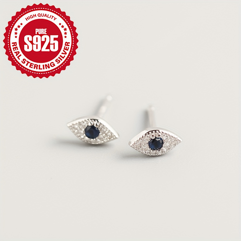Silver Devil Eye Mini Stud Earrings Hypoallergenic 0.45g