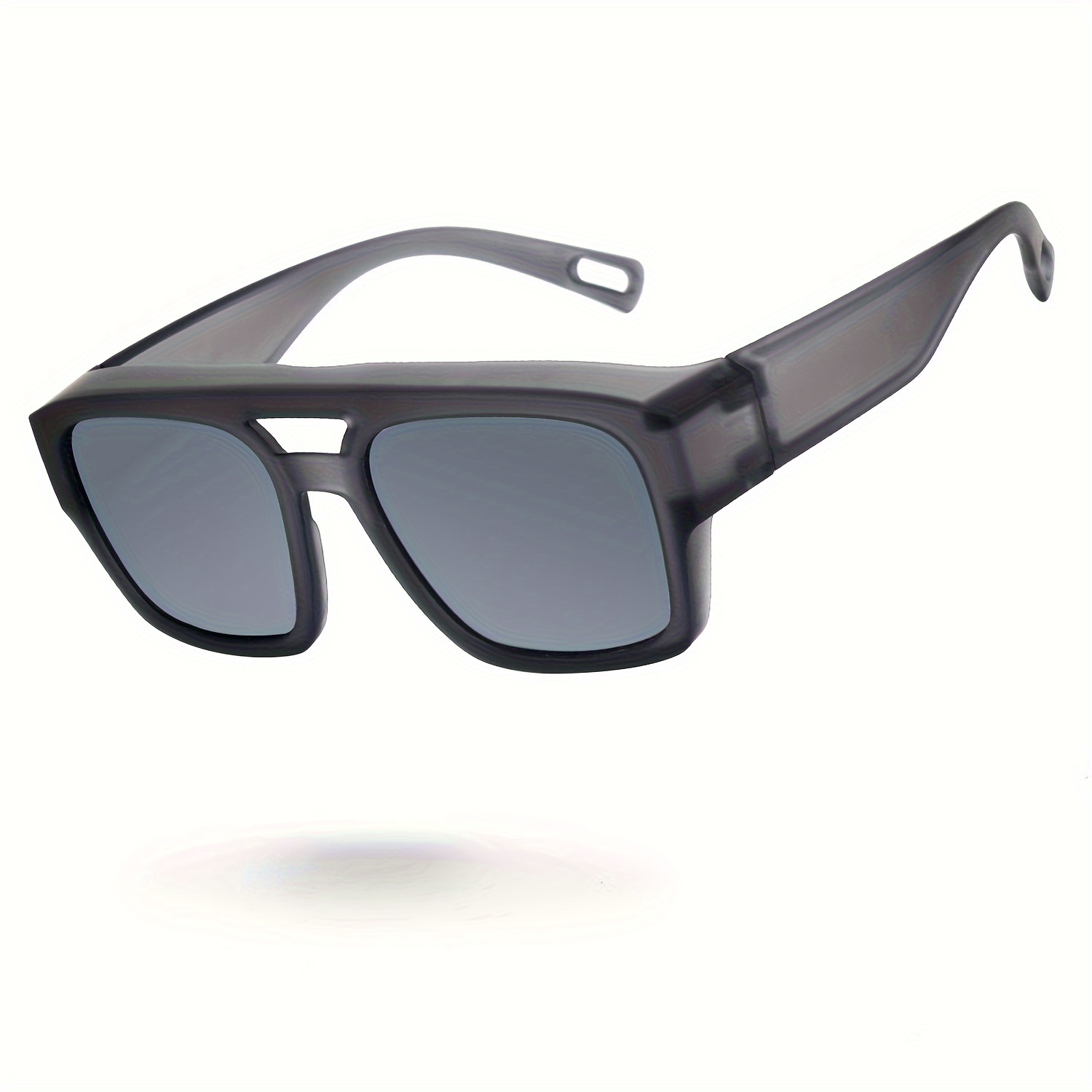 Retro Rectangular Polarized Sunglasses Plastic Frame Grey Lenses Polarized Hipster Horn Rim Mens Rectangular Retro Sunglasses  main image 4