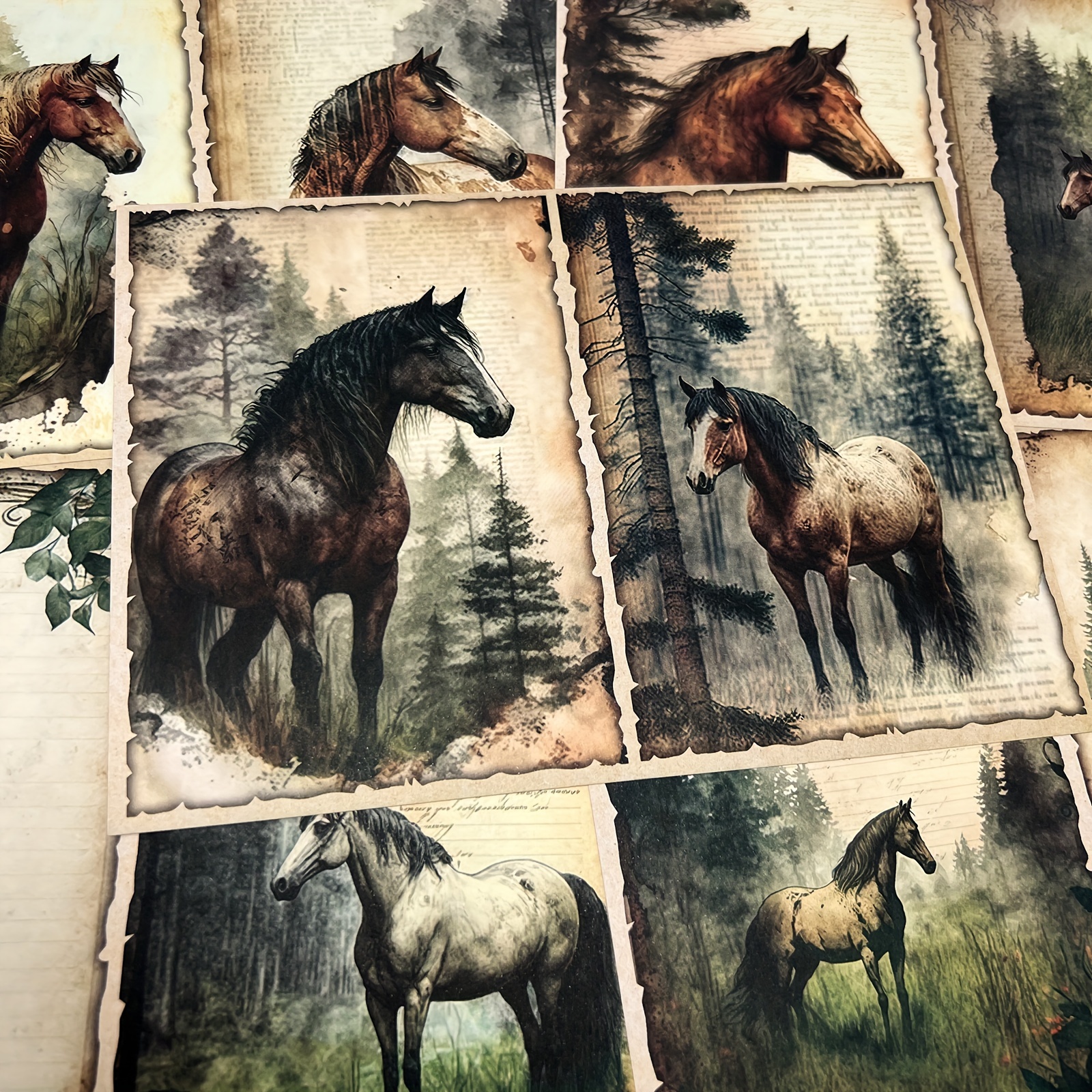 

Vigus Vintage Horses Watercolor Paper, 10 Sheets, Recyclable Craft Journal Scrapbooking A5 Size