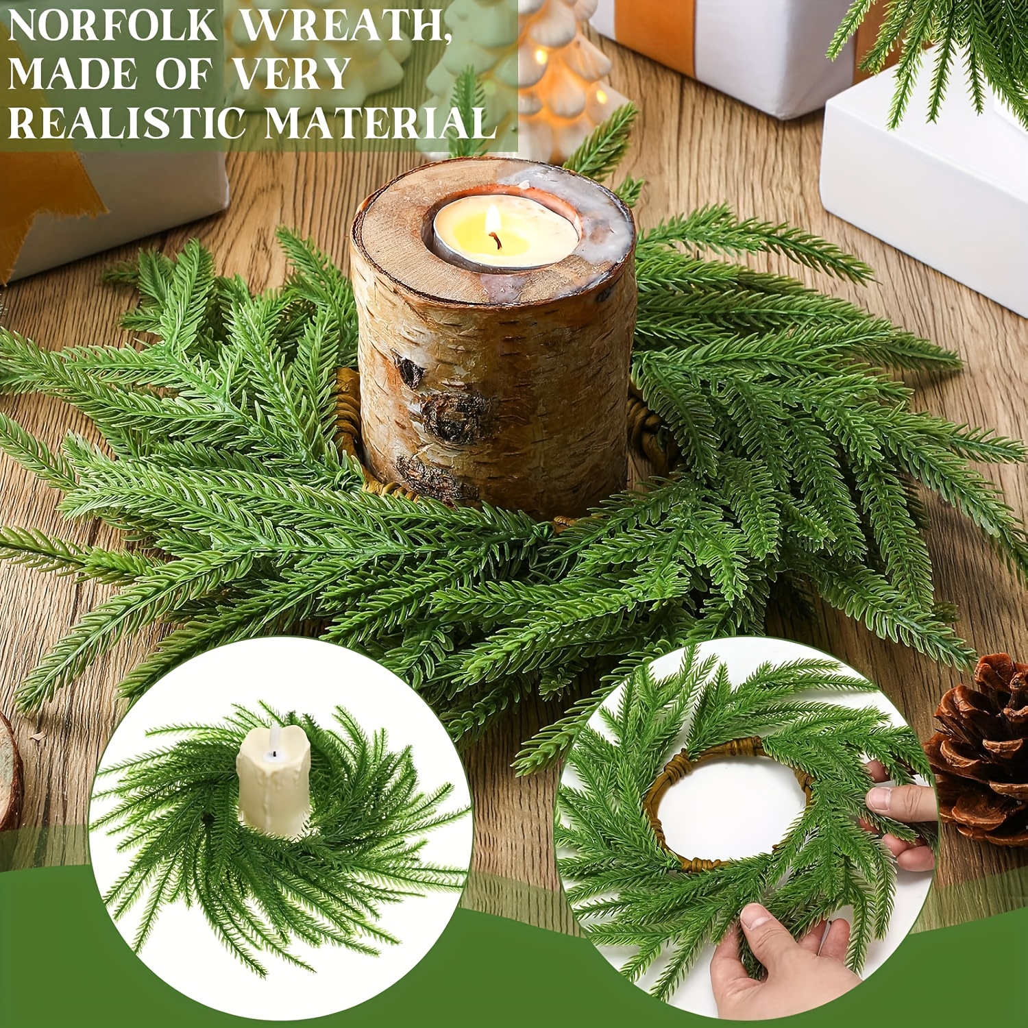 2 stk. weihnachts kerzenringe norfolk kranz