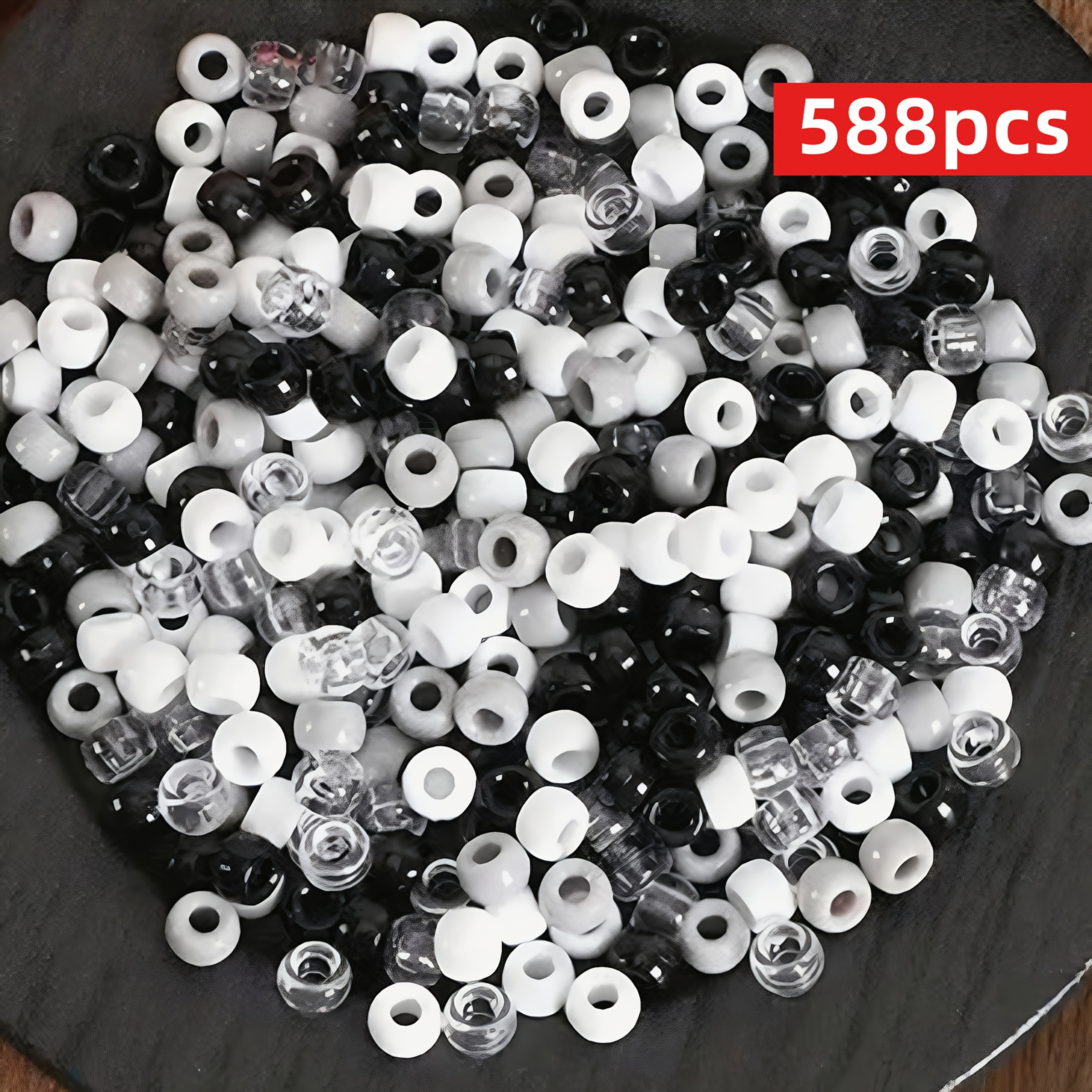 TEMU 588 pièces QYWCTZ Perles acryliques rondes transparentes pour création de bijoux, DIY, décorations de fête et de bricolage - Perles libres 6*9mm