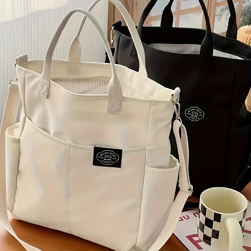 

Commuting Portable Shoulder Messenger Bag, Casual Large-capacity Tote Bag, Solid Color Handbag