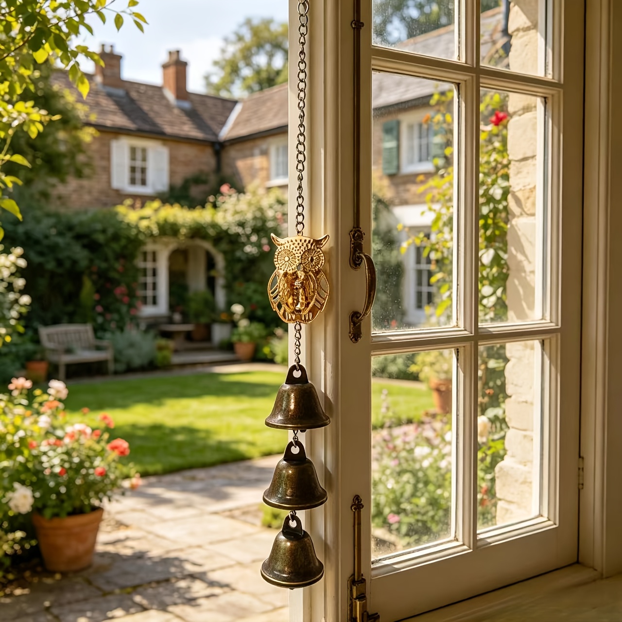 TEMU Hollowed-out Owl Wind Chime For Outdoor Courtyard Decoration. Gentle And Clear Chime Sounds As Blows. Features A Thickened Metal Bell. Suitable