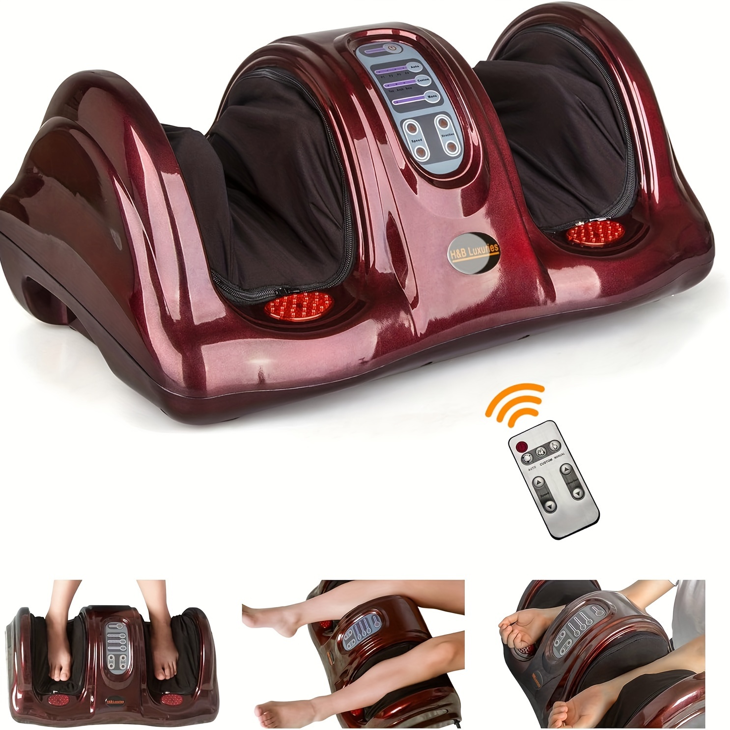 

Shiatsu Foot Massager Machine With Remote Controller, Kneading And Massagers For Feet, Ankle, Calf, Leg, Gift For Men, Women, Father, Mom Parents And The Elderly, Red