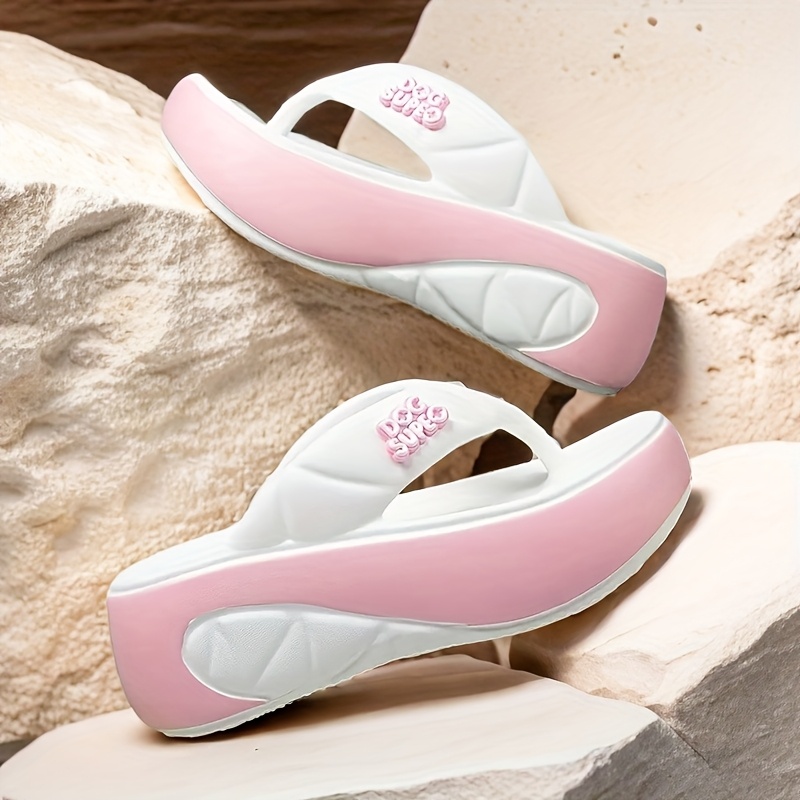 Women's Comfy EVA Slide Sandals - Open Toe, Slip-On Design with Thick Sole for Indoor/Outdoor Use, Beige & White Textured Pattern, Casual Beach Slides, Outdoor Slippers | Casual Comfort | EVA Material