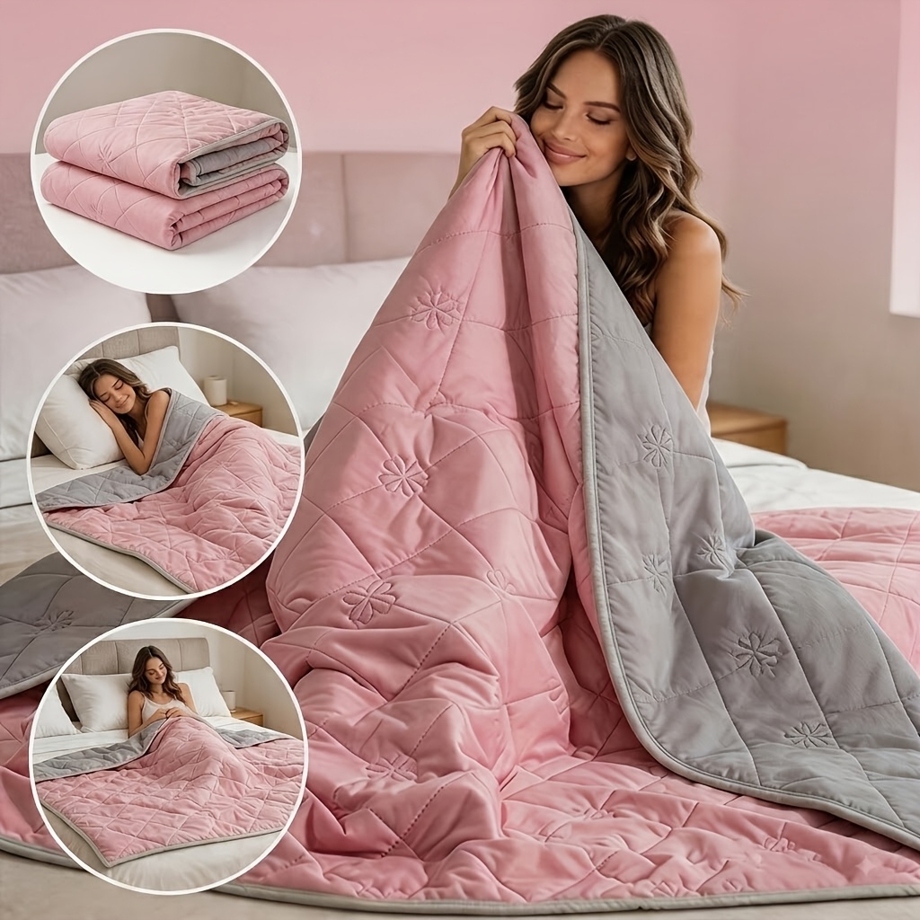 Image of Lightweight Summer Quilt, Ideal For Prone To Overheating; Soft And Breathable Summer Bedding; Reversible Quilted Blanket; Suitable For Bedrooms, Guest Rooms, And College Dormitories