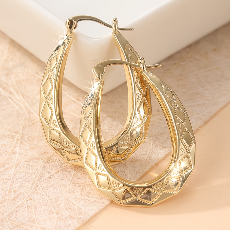 E-shop Fonect Elegante ovale Hängeohrringe für Damen - Minimalistischer goldener Schmuck, für & formelle Anlässe, Hochzeitsfeier-Accessoires,