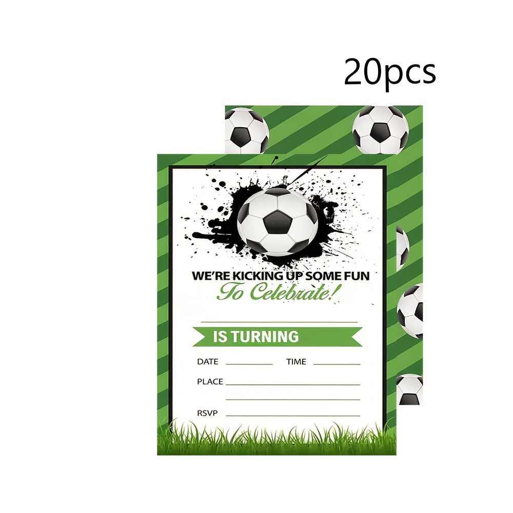 TEMU 20pcs Football Birthday Invitations, Soccer Sports Birthday Party Invitations, Party Supplies And Decorative Invitation Cards, Holiday