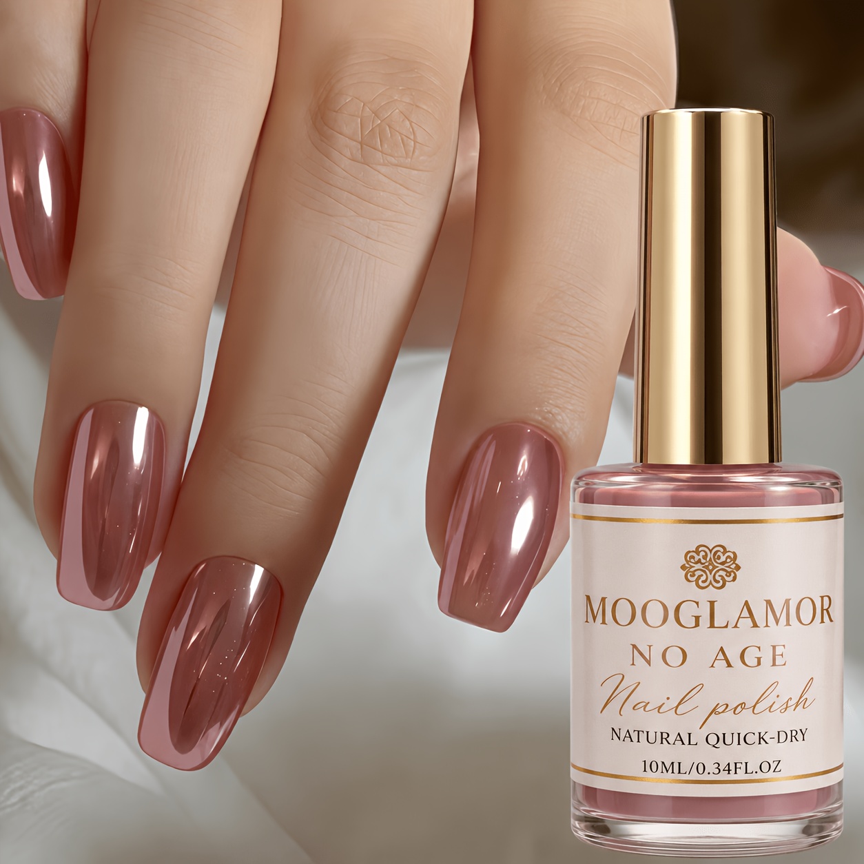 TEMU Rose Nail Polish, Metallic Quick-dry Formula With High-shine Long-, Easy Application For Beginners, Salon-quality Manicure, Perfect