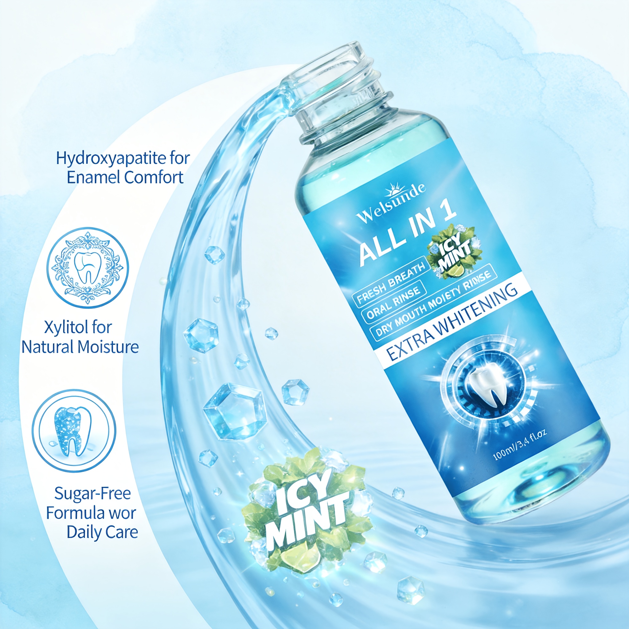 Dry Mouth Moisturizing Cool Mint Mouthwash