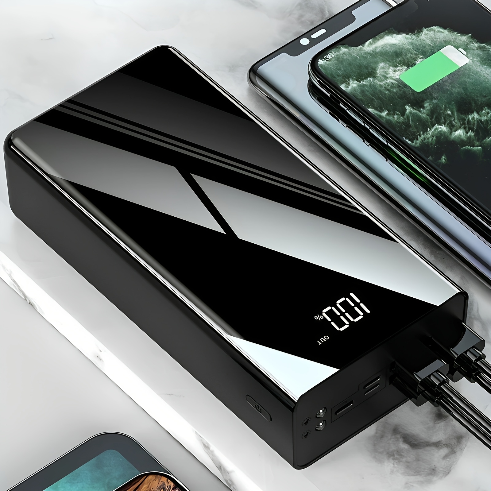 gambar barang 30000mah/40000mah 22.5w power bank pengecasan pantas berkapasiti tinggi -   dengan peranti iphone dan  , dilengkapi dengan 4 port output usb dan 3 port input, lampu penunjuk led dan paparan led,   mengecas pelbagai peranti serentak