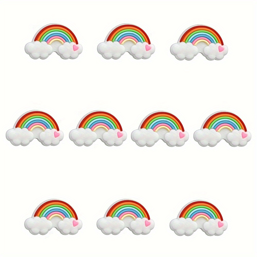 Image of Set Of 10pcs, Made Of Pvc, Featuring Vibrant And Rainbow Designs, Beads Are Perfect For Pen Projects And Office Supplies Gifts, Excluding The Pen