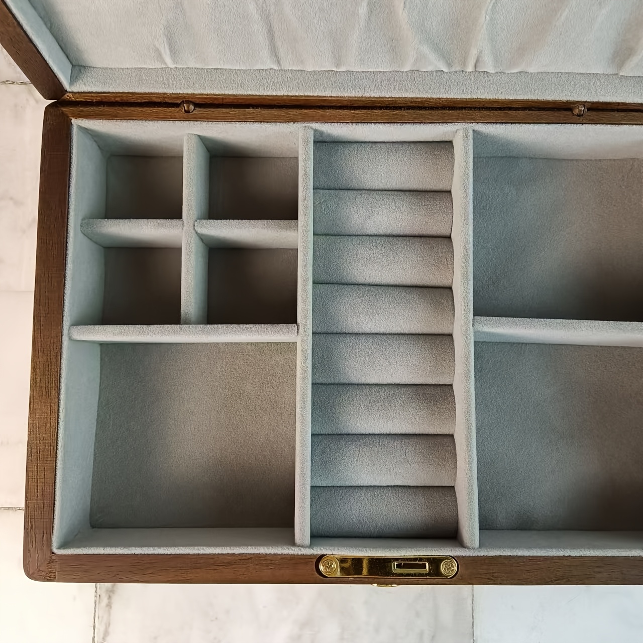 Personalized Retro Wooden Jewelry Box with Flip-Top Lid