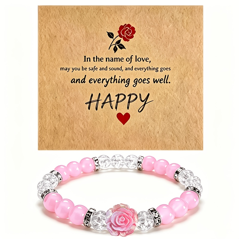 TEMU 1pc Exquisite Premium Rose Bracelet, Light Luxury Easy Bohemian Friendship Bracelet, Daily Wear Fashion Couple Jewelry, Thanksgiving Gift,