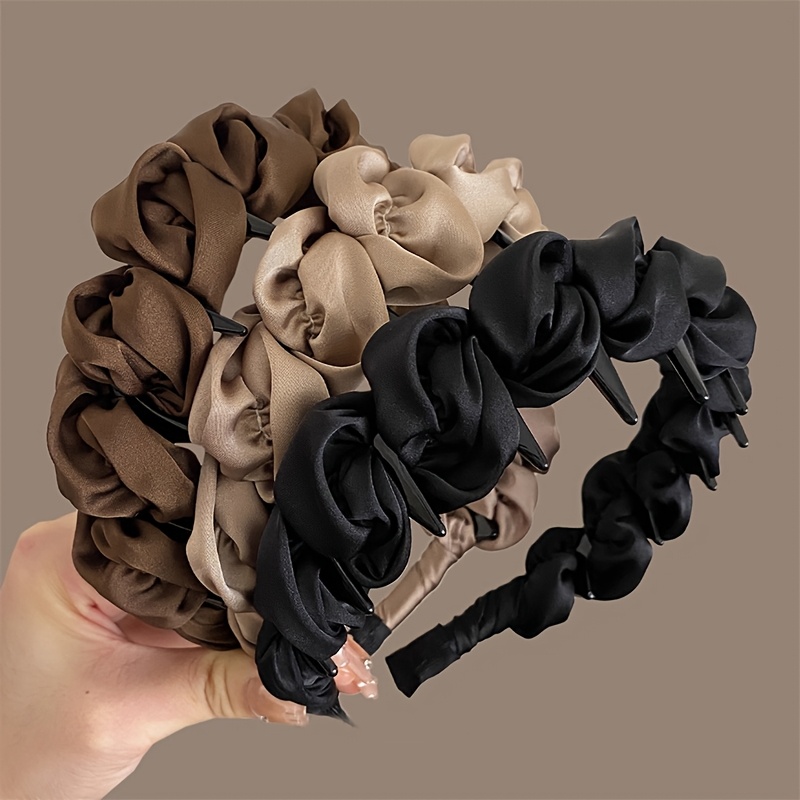 3pcs Pleated Wave Exquisite Elegant Headband, New Anti-slip Toothed High-end High Skull Top Artifact Hairpin For Women, Advanced Headband Solid Color Hair Accessory Set Gift