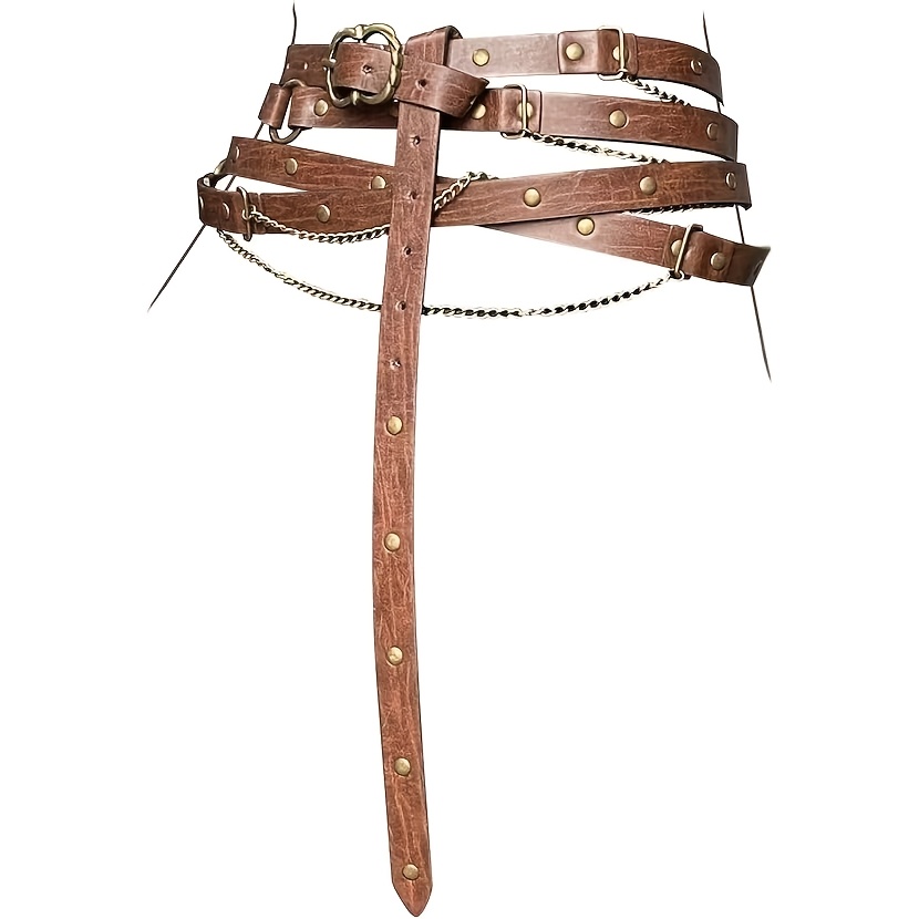 TEMU Medieval Chain Thin Belt In Nordic Viking Style, Retro Cosplay Accessory. With A Length Of 327cm, It Can Wrap Around The Waist 3 To , Suitable