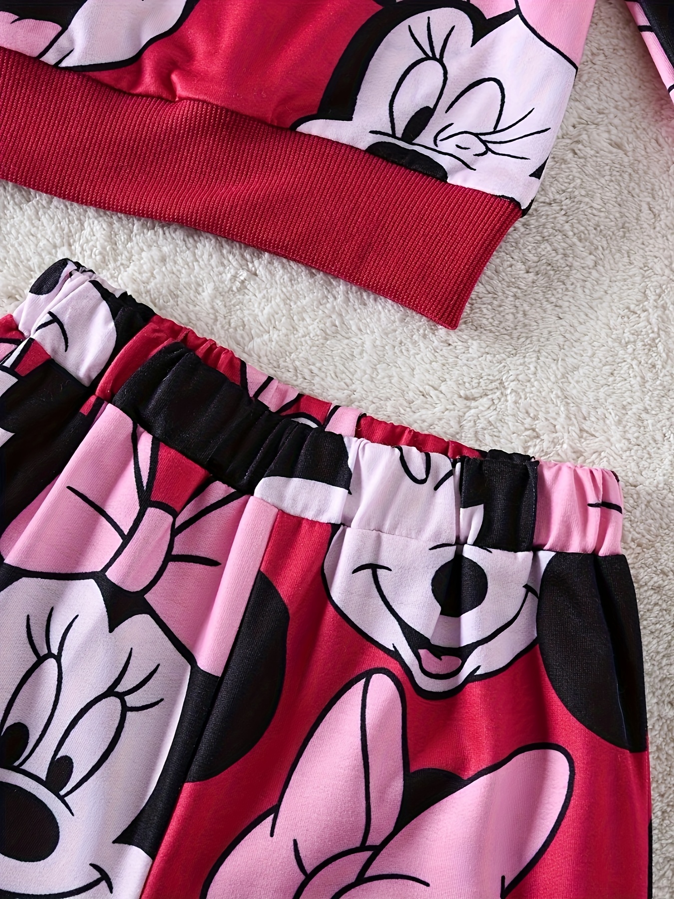 Officiële Disney Mickey Mouse Print Meisjes Lange Mouw Hoodie & Jogger Set - Rekbare Casual Herfst/Winter Outfit met Elastische Tailleband, Perfect voor Sport, Buitenactiviteiten & School, Ideaal Verjaardags- of Kerstcadeau, Disney Kleding, voor Buitenshuis