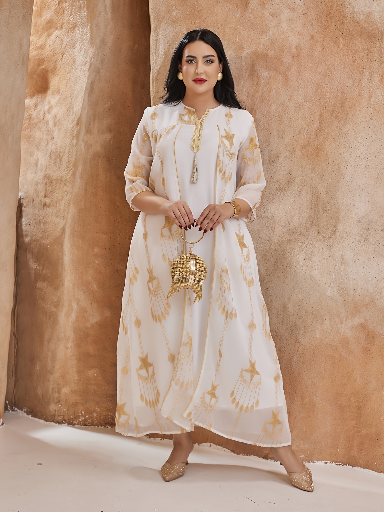 golden ethnic dress Charming Yellow and White Traditional Gown for Girls – Sleeveless Gold –  Inayah Fashion main image 1