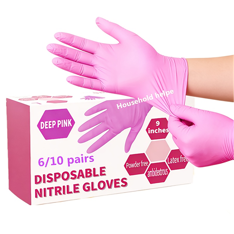 6/10 Pairs Disposable Nitrile Gloves | Isolate Stains, Prevent Dirt and Oil, Ideal for Wiping Windows, Mopping Floors, Washing Cloths, and Dishes, Frees Hands from Roughness, Essential for Home Use