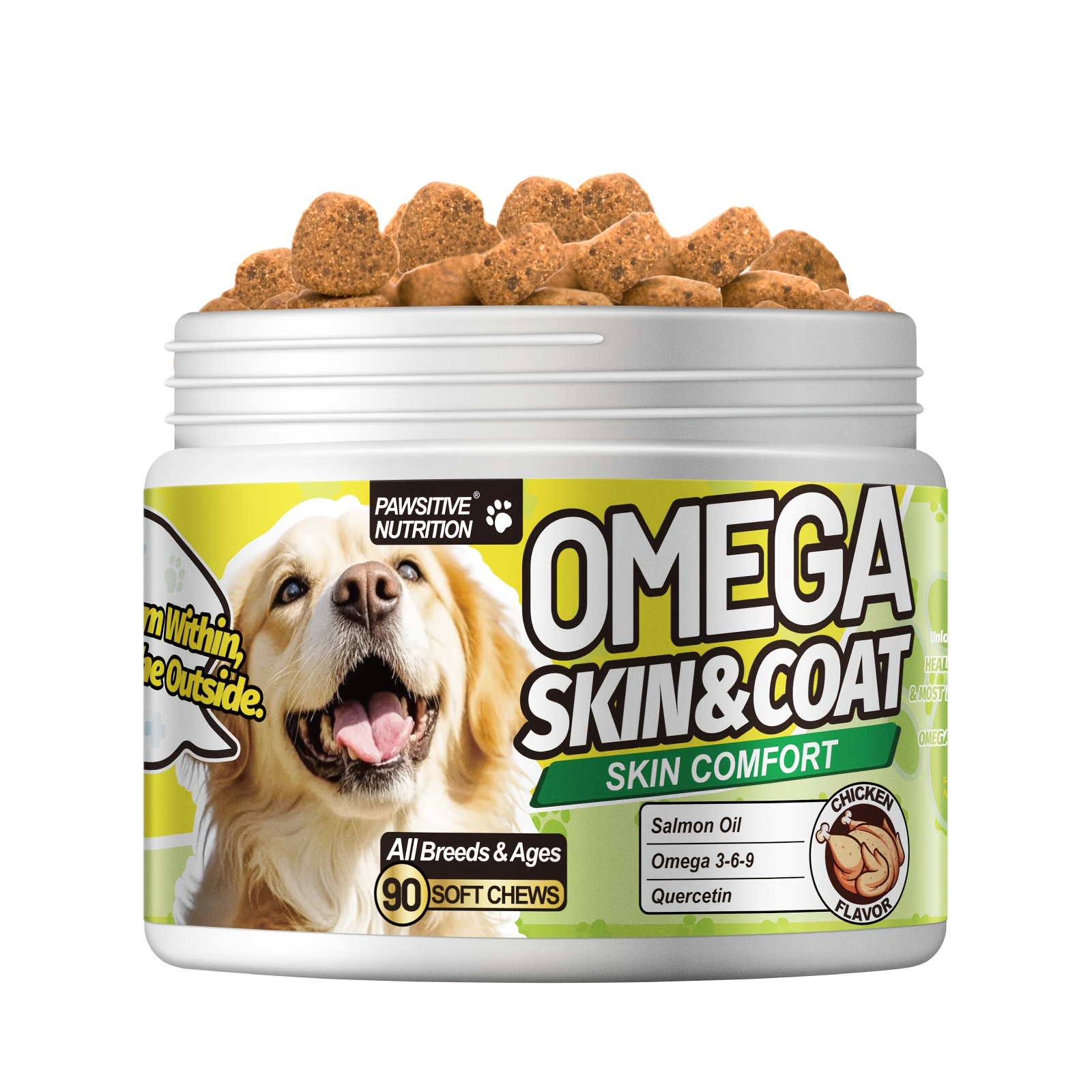 TEMU & Supplement For All Dogs|with 3-6-9, Wild , , Biotin & |skin And Coat, Joints, Brain, Heart Health|chicken Flavor, 90 Count