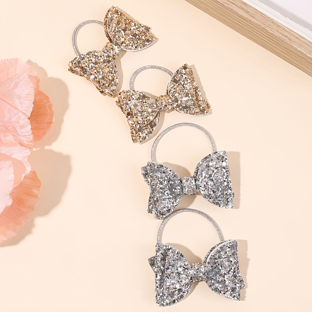 Image of 4pcs Glitter Bow Headbands For Sweet Layered Bowknot Hair Bands Y2k Hair Accessories For