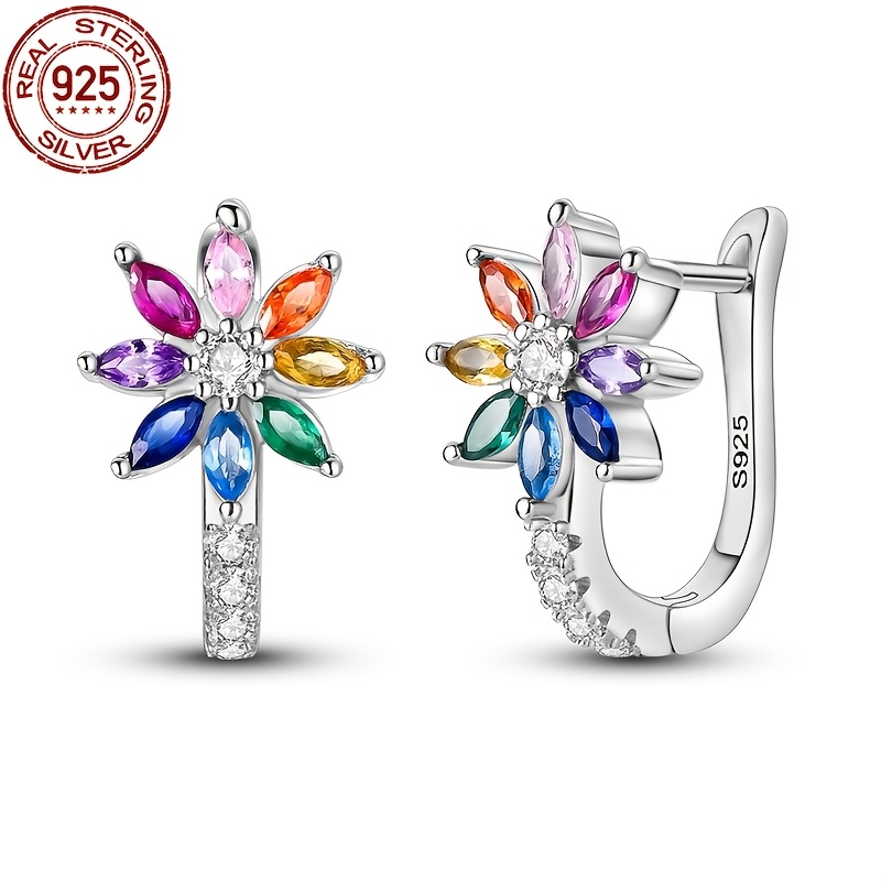 

1 Pair S925 Sterling Silver Floral Earrings, Synthetic Design, French Hook, Lightweight 3g, Ideal For Party, Music Festival, Gift For Women On Birthday, Valentine's, Christmas, Thanksgiving