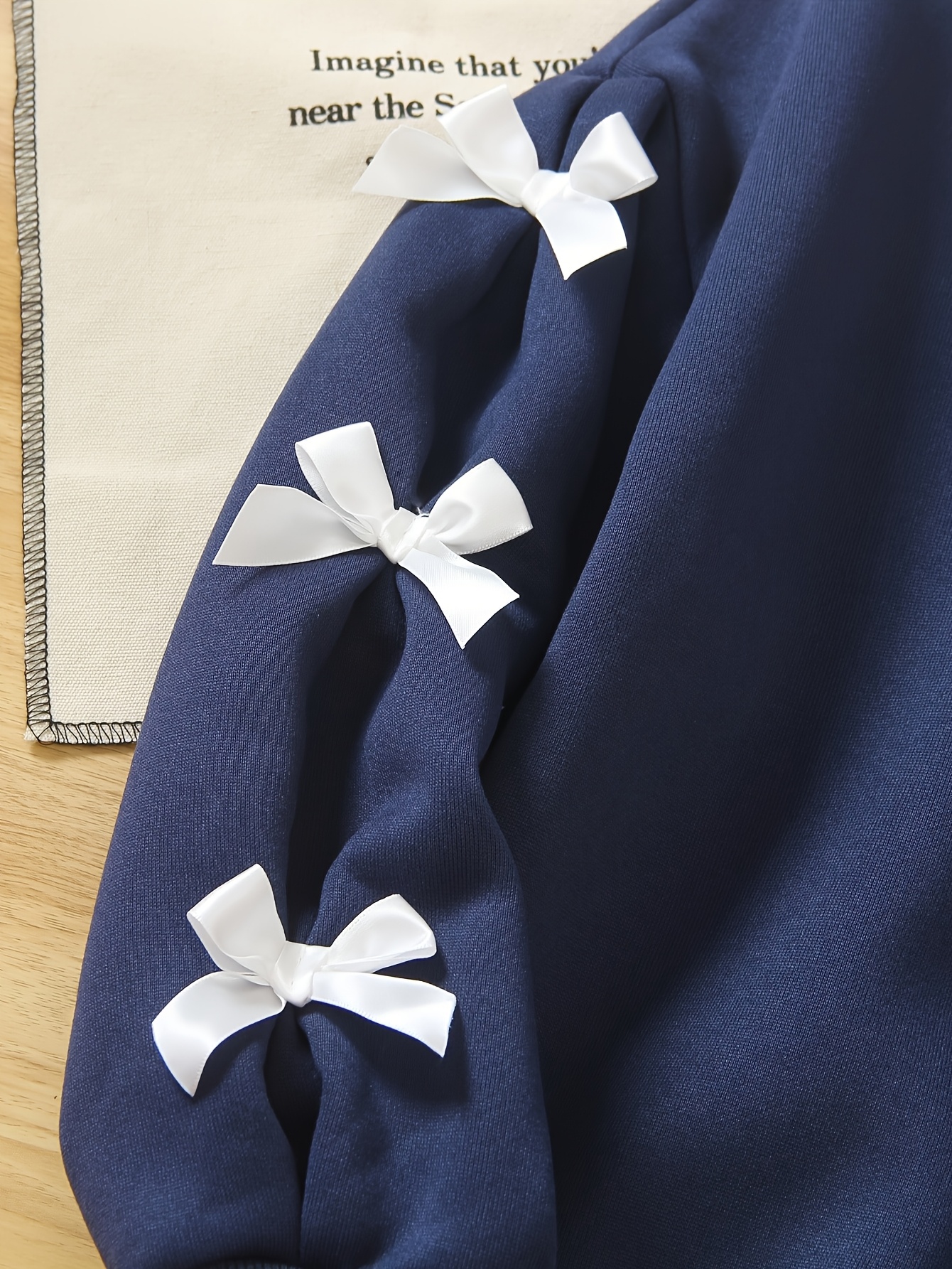 girls casual fashion round neck bow two piece outfit Product details 1