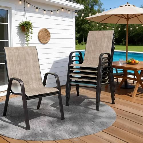 patio chairs stackable outdoor dining chairs for all weather fabric metal frame outdoor chairs set for backyard deck garden