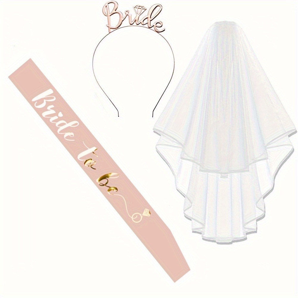 bridal accessories set including bride veil sash tiara for wedding party proposal ceremony dress up decorations