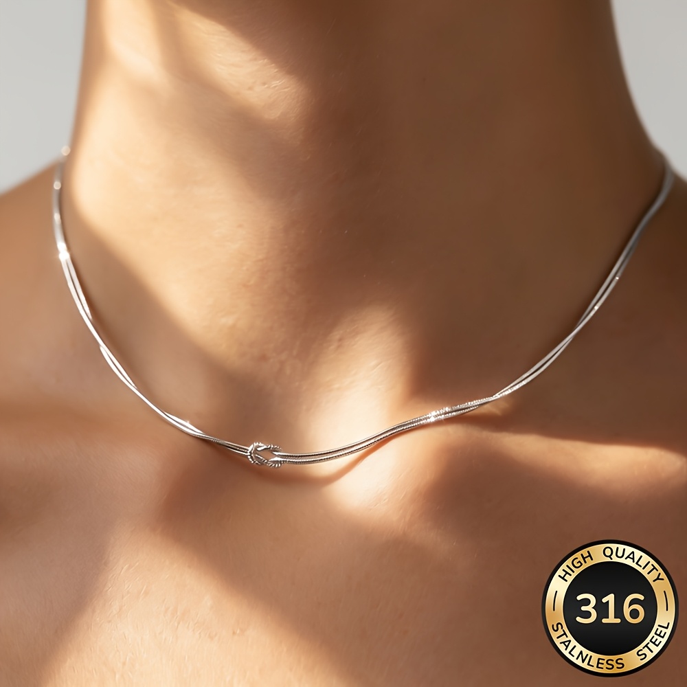 Women's Adjustable Stainless Steel 18K Plated Stackable Necklace