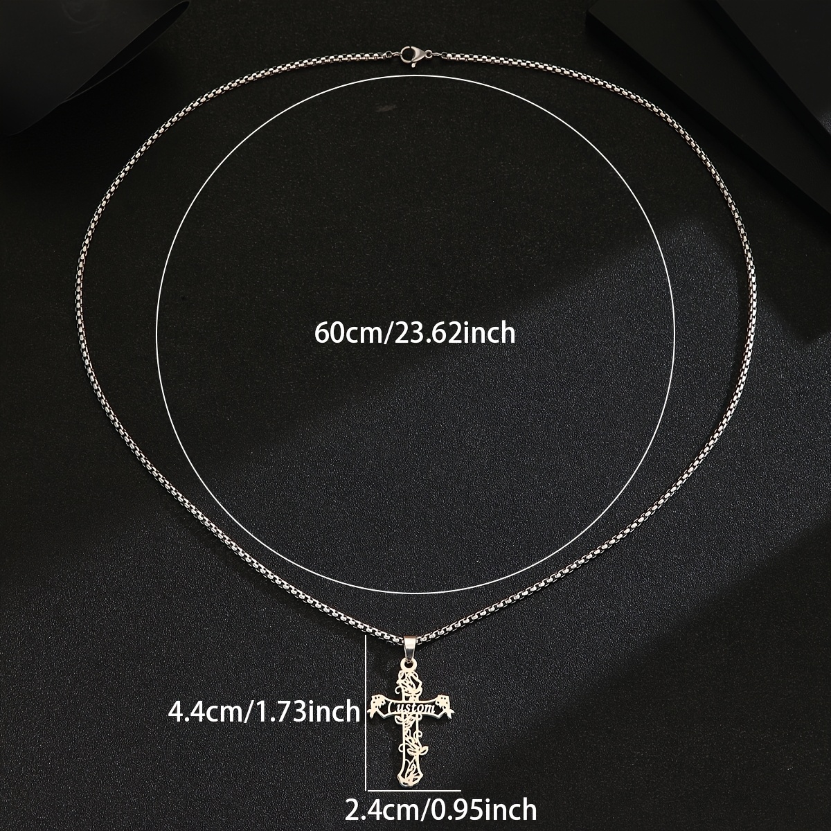 Personalized Stainless Steel Necklace with Name Engraved Cross Pendant