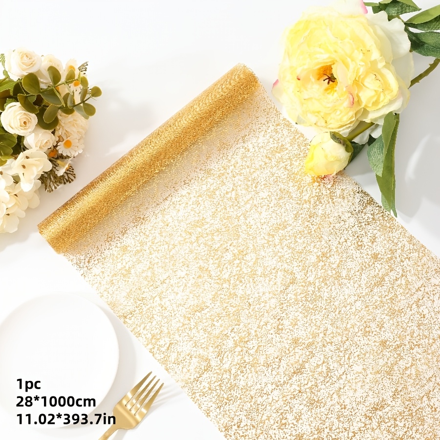 TEMU A Roll Of Small Mesh Table Runner With And Shiny Sequins, Stylish And Unique, Suitable For Decorating Tables For Valentine's Day And Other