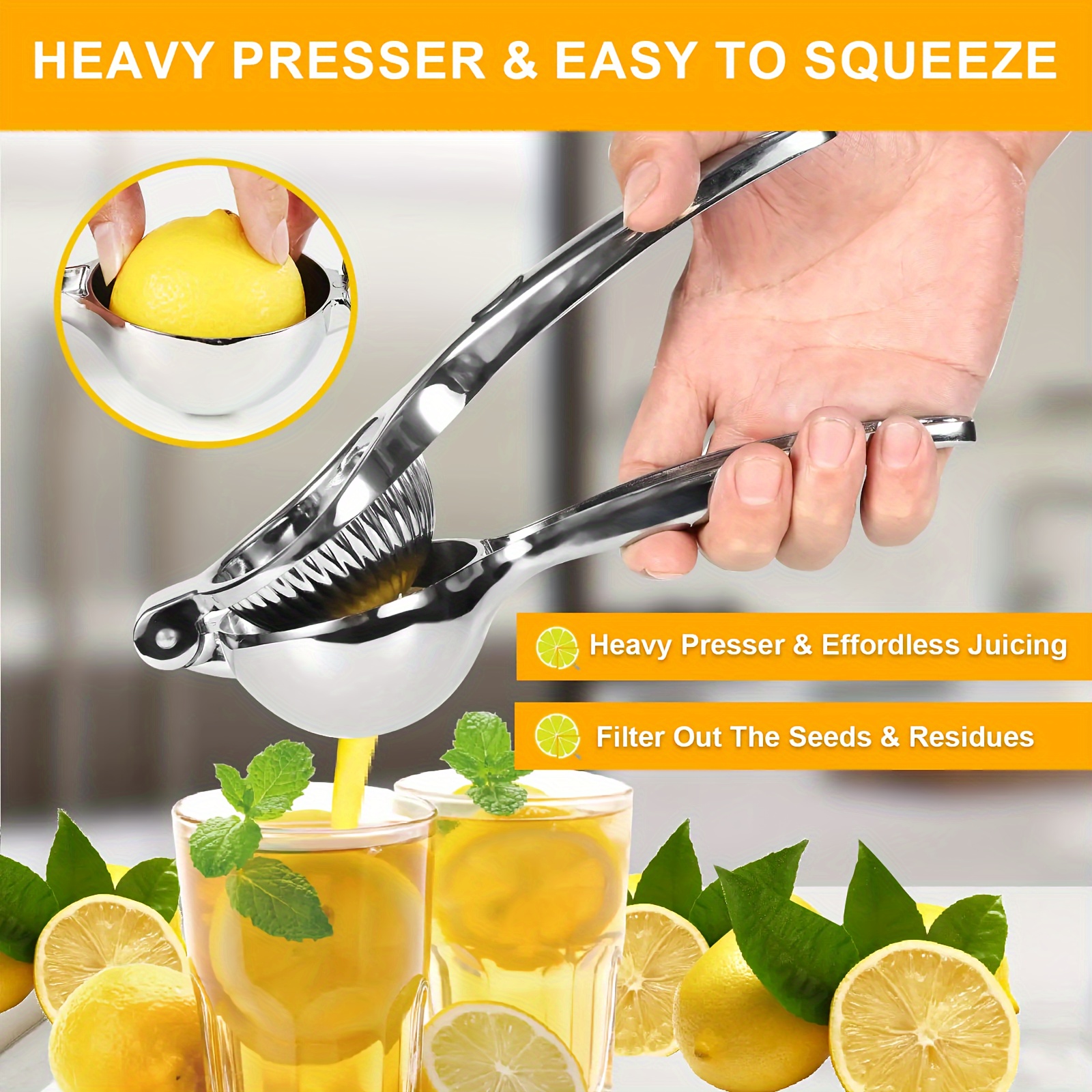 1pc Set! Lemon Juicer, Manual Citrus Juicer - a Compact Handheld Juicer Suitable for Oranges, Lemons, And Limes. The Manual High-Efficiency Juicer Is Easy And Easy to Use, Suitable for Household And Commercial Use