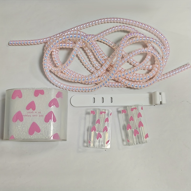 E-shop Pinkes Vollbild Herz Muster Ladegerät Schutzhülle TPU Kabel Organizer und Ladegerät Schutzhülle für Samsung Galaxy Handys, 25W Ladegerät