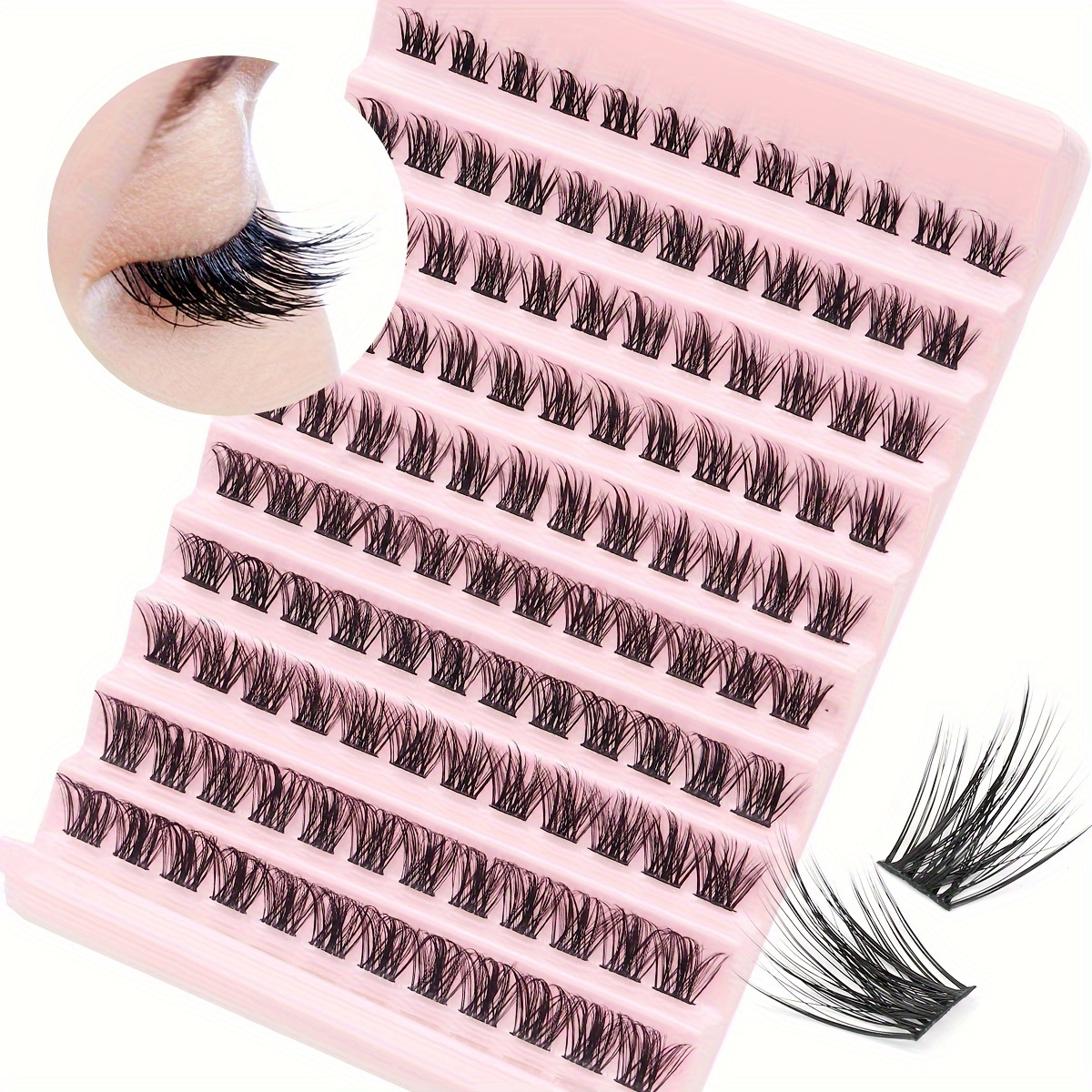 

Beginner-friendly Diy False Eyelashes, 10-16mm, 120 Clusters, Reusable, Self-grafting, 3d Curled, Long And Thick Eyelash Extension