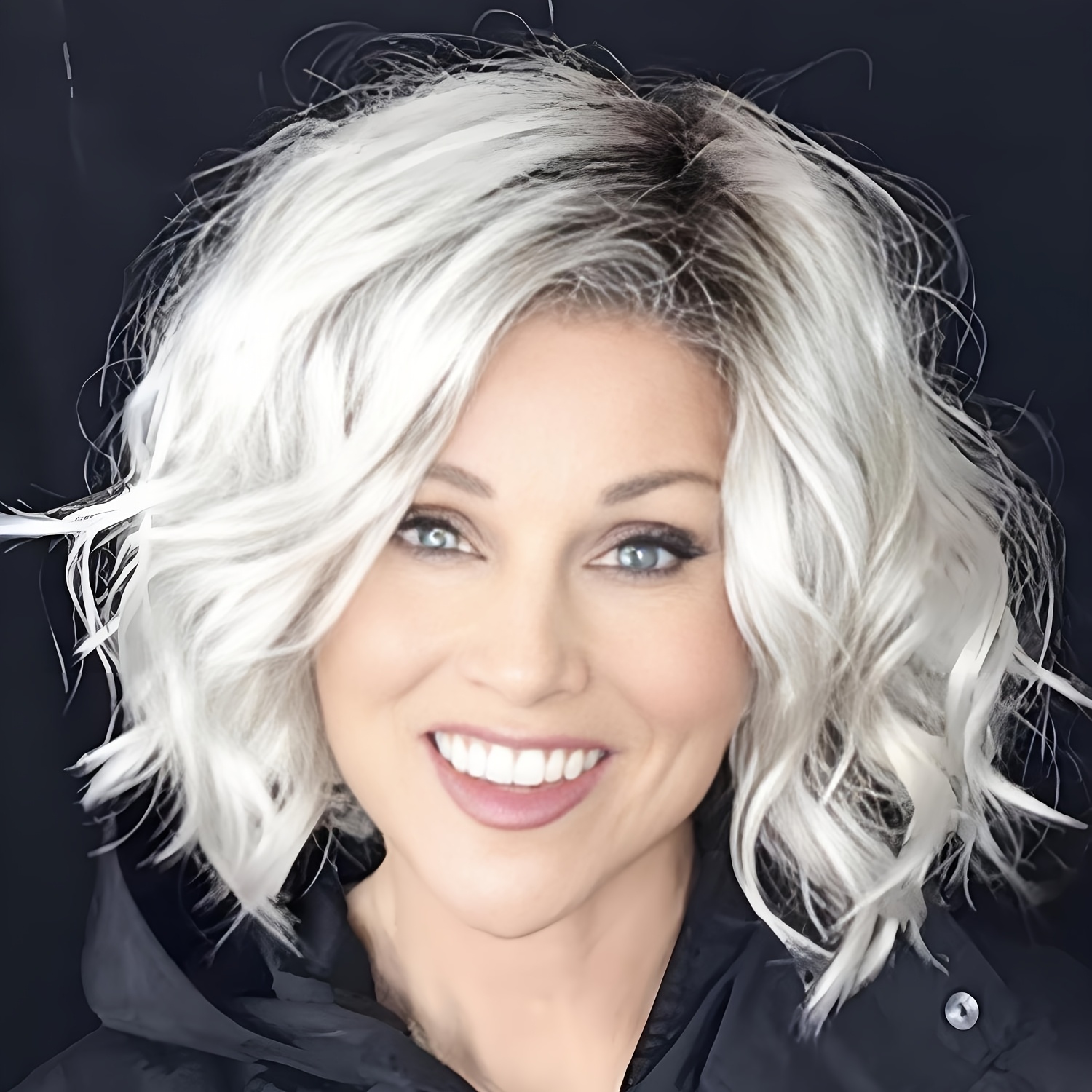 

Elegant Silvery-white Loose Wave Synthetic Wig For Women - Heat Resistant, Beginner Friendly