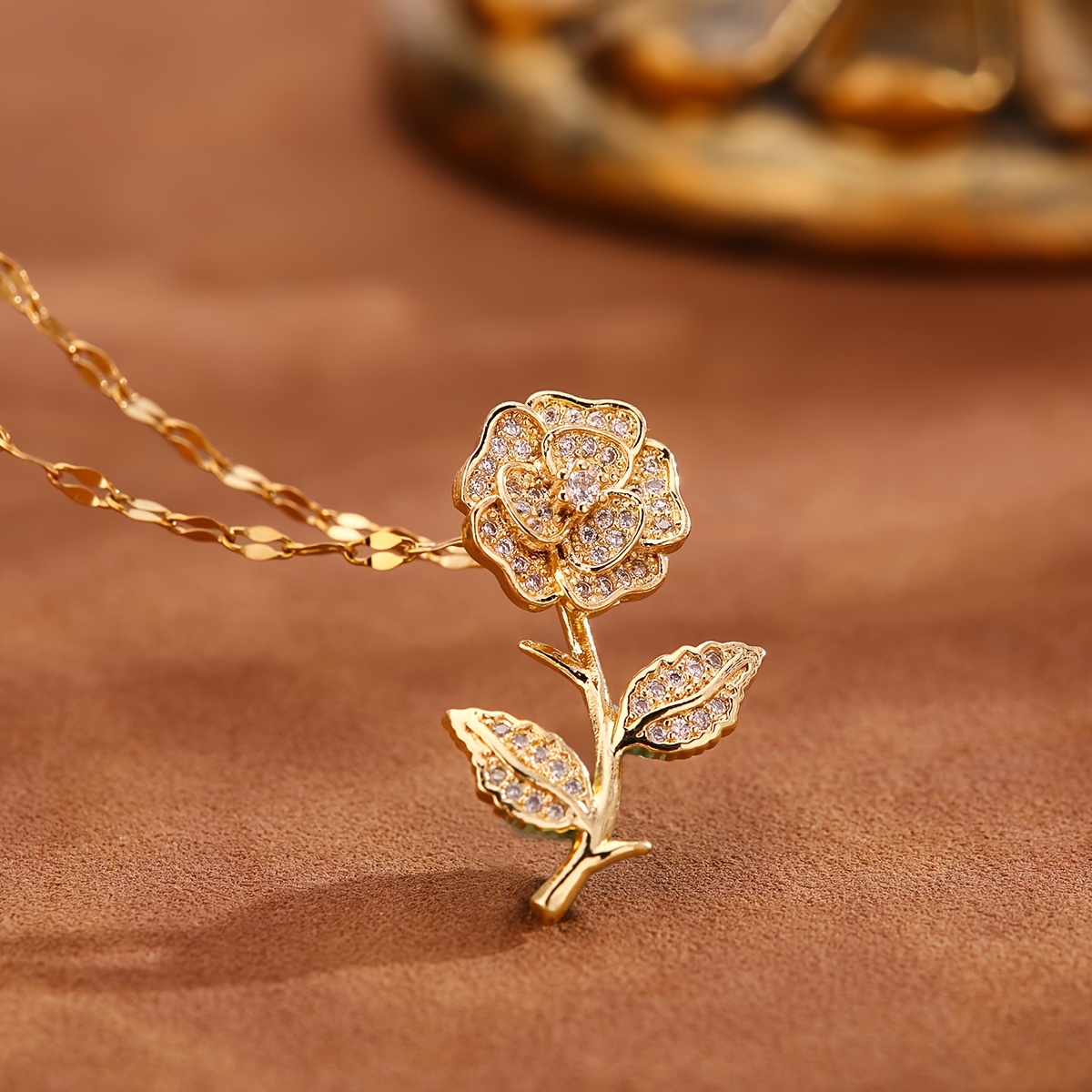 Women's Spring Summer Rose Flower Pendant Necklace