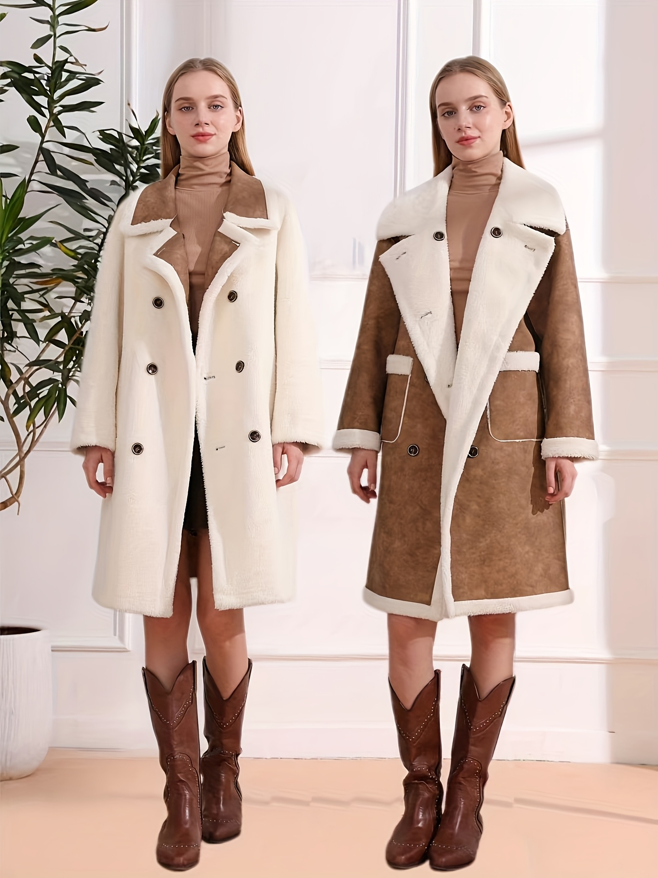 Florcoo Hooded Thin Solid Plush Coat With Pocket