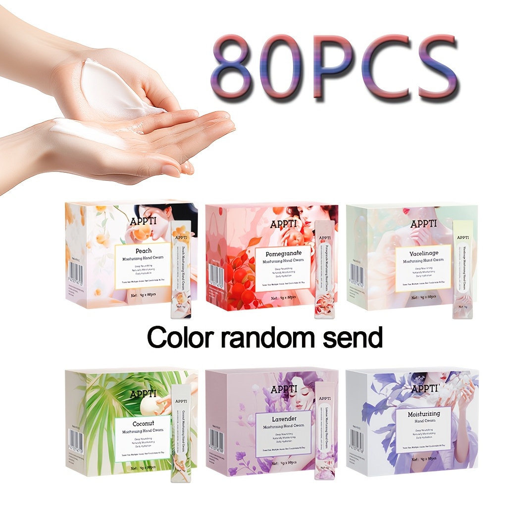 TEMU 80 Pack Random Fragrance Vitamin E Hand Cream 4g Stick Lavender Pomegranate Peach Coconut Unscented Travel Size Deep Moisturizing Non Greasy