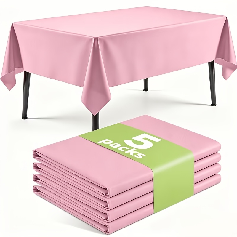 TEMU 5-pack Pink Rectangular Party Tablecloths, 54 X 72 Inches Tablecloths, Perfect For Weddings, Birthday Parties, Banquets, Picnics, Camping,